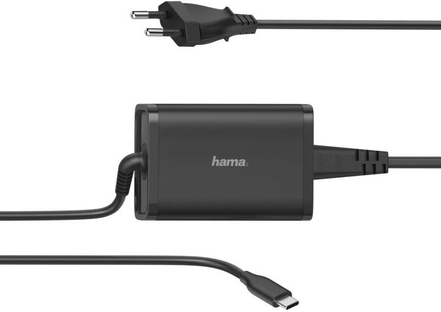 Hama UNIVERSELE USB-C-NOTEBOOK-NETADAPTER POWER DELIVERY (PD) 5-20V 65W Voeding Zwart