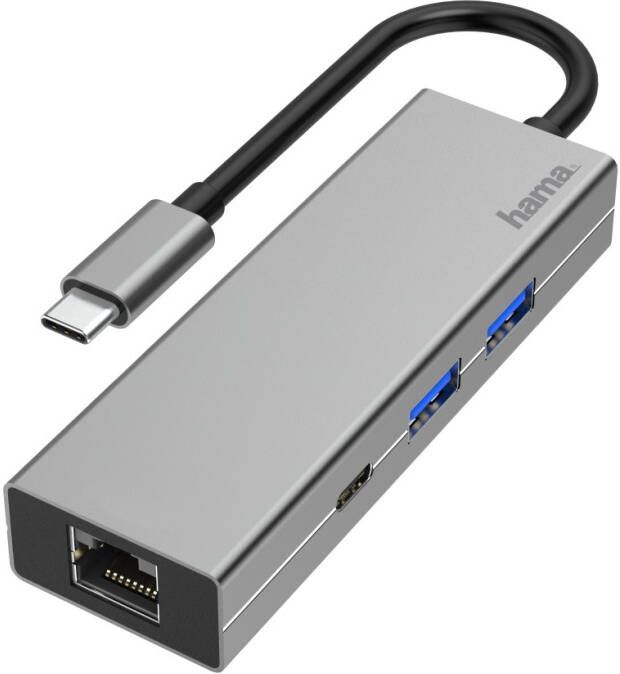 Hama USB-adapter USB-C Hub Multipoort 2x USB-A USB-C LAN Ethernet Notebook Laptop