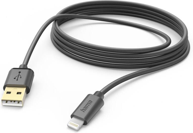 Hama USB-Kabel USB-A naar Lightning 3 m zwart Oplader Zwart