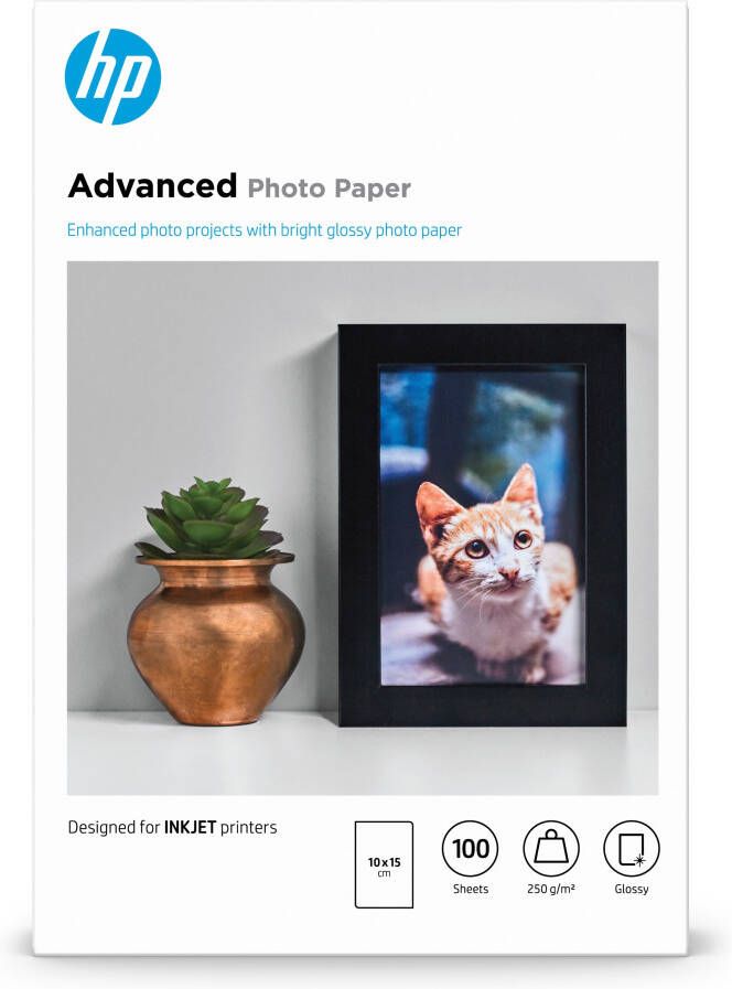 HP Advanced Fotopapier glanzend 250 g m2 10 x 15 cm 100 vellen Zwart