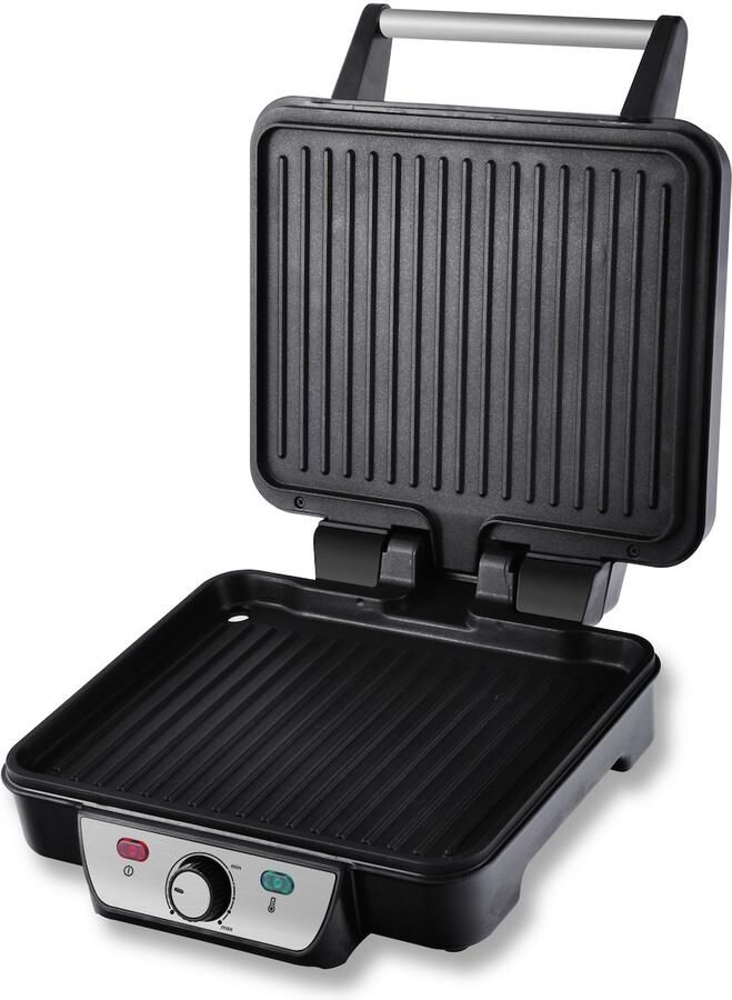 Inventum CG618 Contactgrill Tafelgrill Grilloppervlak 28 x 23 cm Anti aanbaklaag 1800 watt RVS Zwart - Foto 2