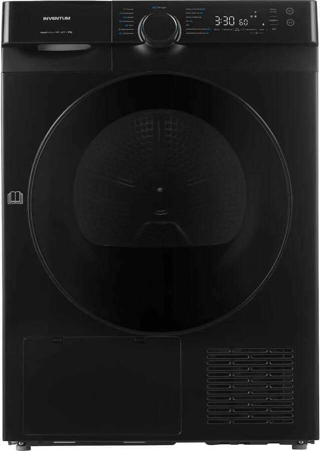 Inventum VDW8030B Warmtepompdroger 8kg 14 programma's UV-licht Energieklasse A+++ 66 dB Wasdroger Zwart
