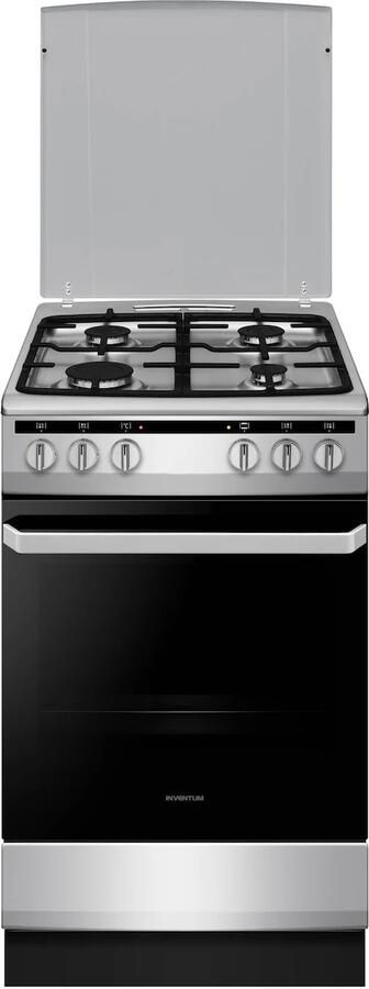 Inventum VFG5020GRVS Vrijstaand gasfornuis Elektrische oven 4 kookzones 50 cm 62 liter RVS Zwart - Foto 2