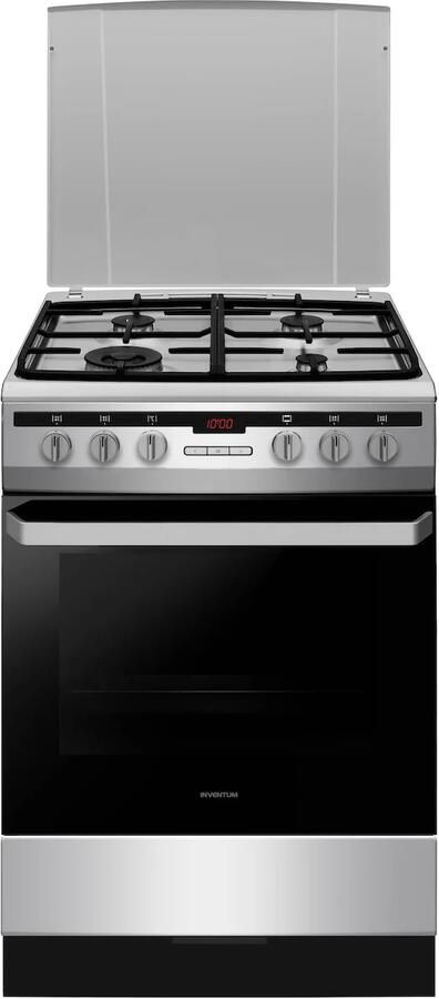 Inventum VFG6034WGRVS Vrijstaand gasfornuis Elektrische oven 4 kookzones 60 cm 65 liter RVS Zwart - Foto 2