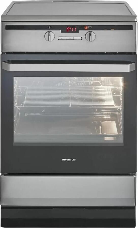 Inventum VFI6042RVS Vrijstaand inductie fornuis Elektrische oven 4 kookzones 60 cm 65 liter RVS Zwart