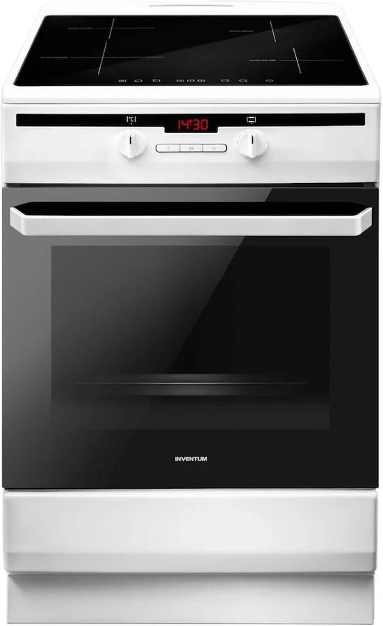 Inventum VFI6042WIT Vrijstaand inductie fornuis Elektrische oven 4 kookzones 60 cm 65 liter Wit Zwart
