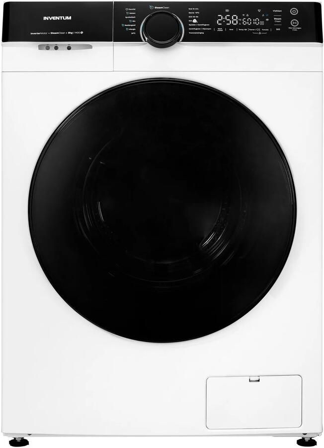 Inventum VWM8010W Wasmachine 8kg 14 programma's 1400 toeren Energieklasse A Steam Clean Wit Zwart