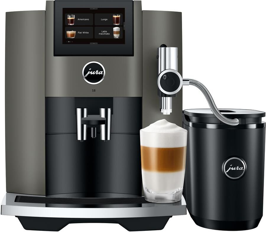 JURA S8 Dark Inox (EB) Model 2023 volautomaat espressomachine met automatische melkopschuimer [incl. gratis schoonmaakpakket twv 37 99 en gratis koffiebonen van LUDIQX Koffie] - Foto 3