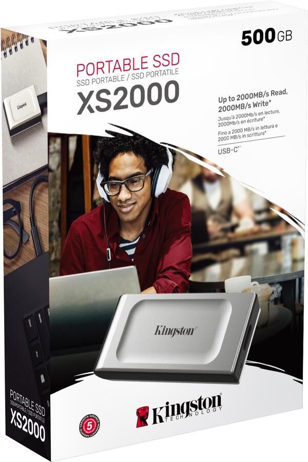 Kingston XS2000 Portable SSD 500GB Zilver | Externe SSD's | Computer&IT Data opslag | 0740617321357