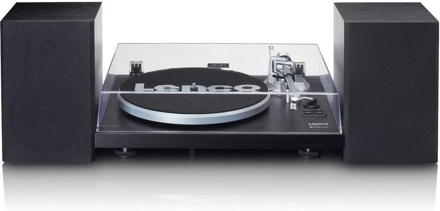 Lenco Platenspeler met ingebouwde versterker en Bluetooth plus 2 externe speakers Zwart