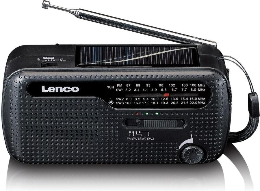Lenco Draagbare opwindbare noodradio zaklamp en powerbank in één Zwart