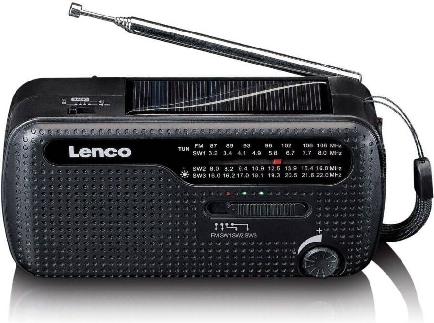 Lenco Draagbare opwindbare noodradio zaklamp en powerbank in één Zwart