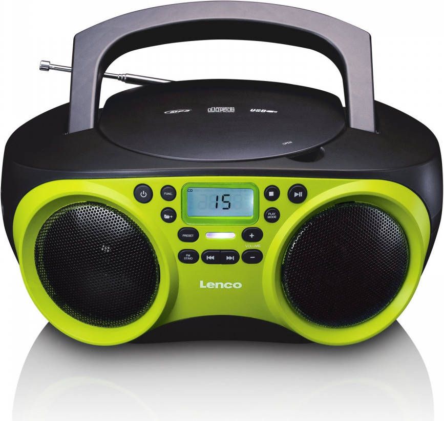 Lenco Radio CD Speler met MP3 en USB functie Zwart-Lime groen