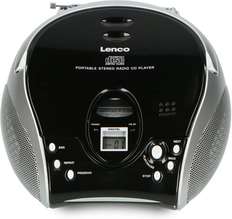 Lenco Draagbare stereo FM radio met CD-speler Zwart-Zilver