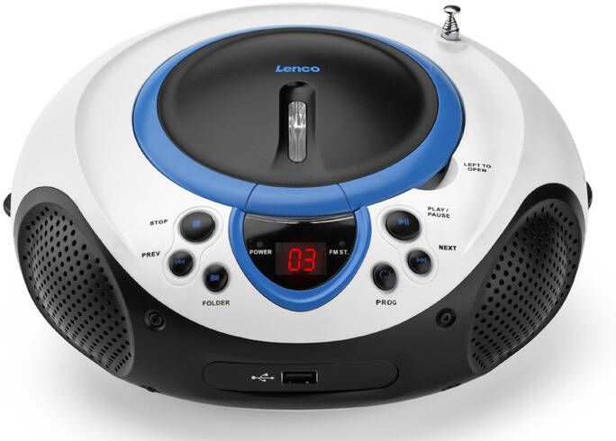Lenco Radio CD-speler SCD-38 blauw en wit A001218