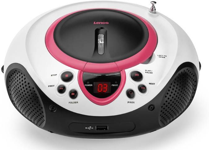 Lenco Radio CD-speler SCD-38 roze en wit A001219