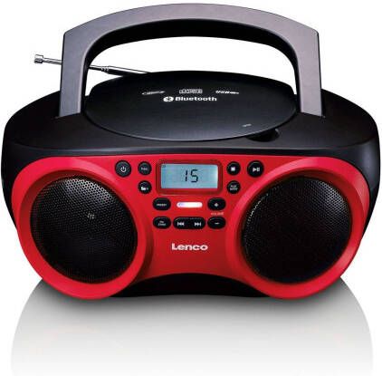 Lenco Draagbare radio CD MP3 casette speler Rood-Zwart
