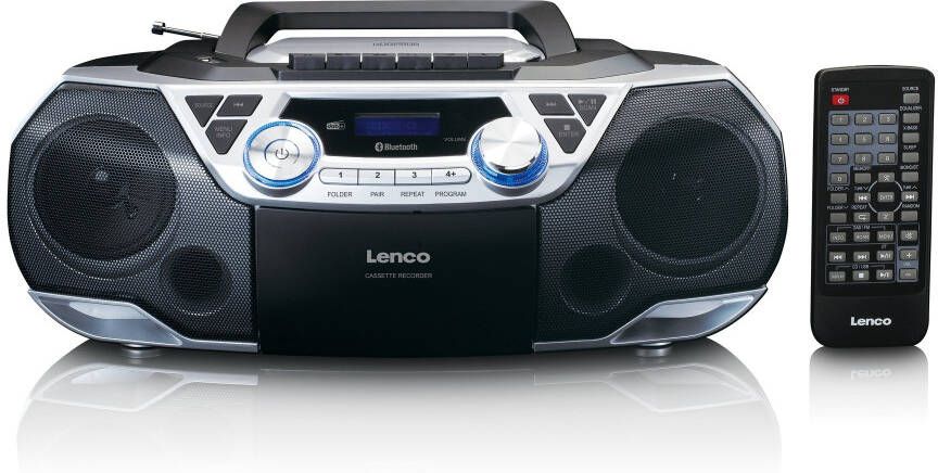 Lenco Draagbare boombox met DAB+ FM radio Bluetooth CD casette recorder en USB speler Zwart-Zilver
