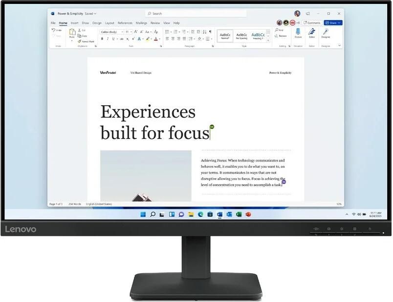 Lenovo Ledscherm L24-4e(A25238FL0) 61 cm 24" Full HD