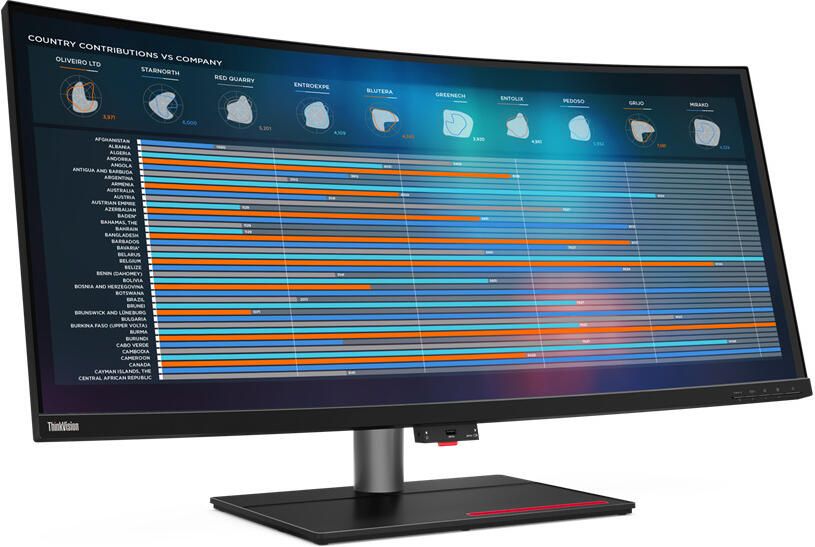 Lenovo ThinkVision P40w-20 Curved Monitor Zwart