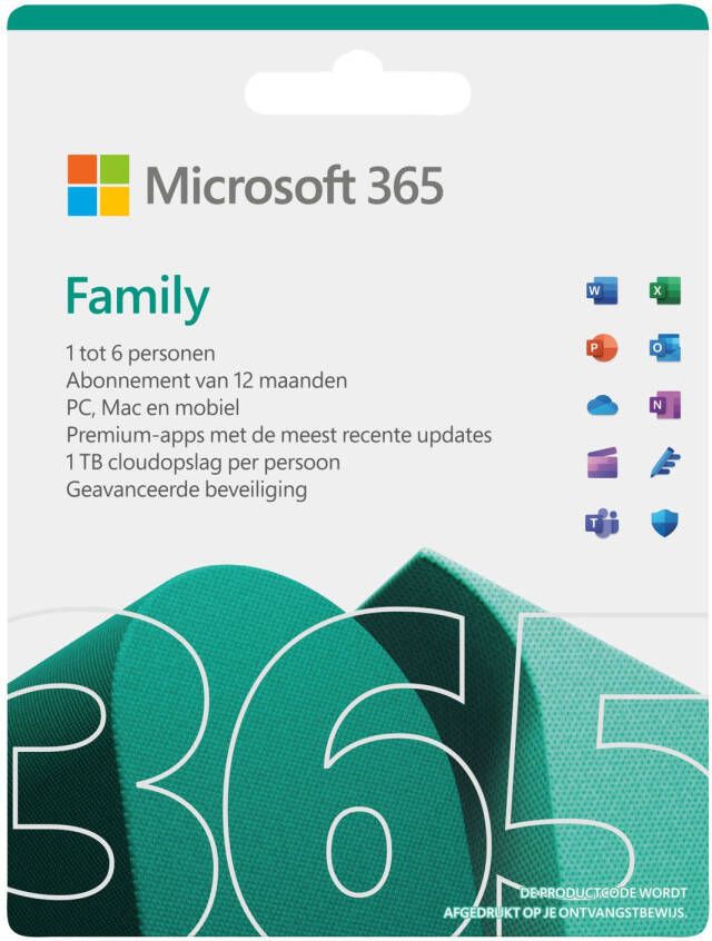 Microsoft 365 Family (12 maanden 6 apparaten) Digitale licentie Software