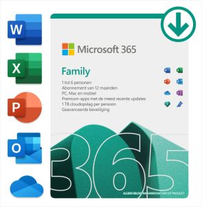 Microsoft 365 Family (12 maanden 6 apparaten) Digitale licentie Software