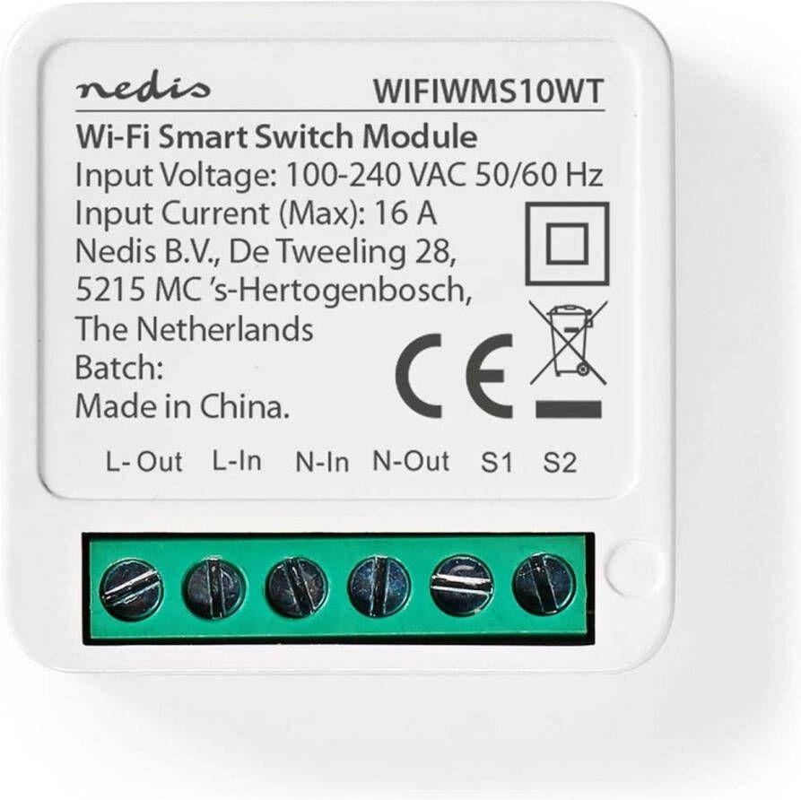 Nedis SmartLife Schakelaar | Wi-Fi | 3680 W | Kroonsteen | App beschikbaar voor: Android IOS Schakelaar Wit