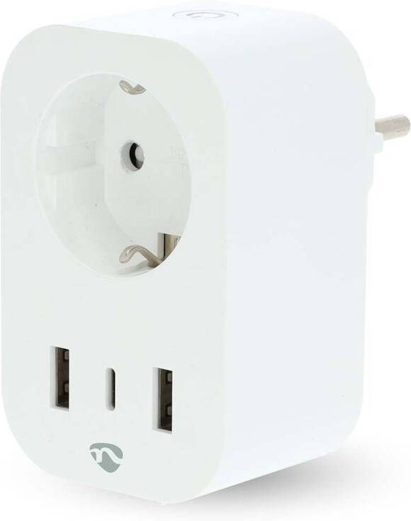 Nedis SmartLife Slimme Stekker | Wi-Fi | Energiemeter | 3680 W | Type F (CEE 7 7) 1x USB-C 2x USB | An Smart home accessoire Wit