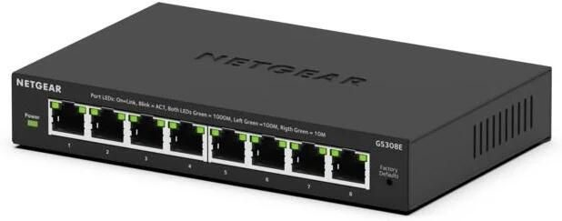 Netgear 8-port Gigabit Plus Switch (GS308Ev4) Switch Zwart