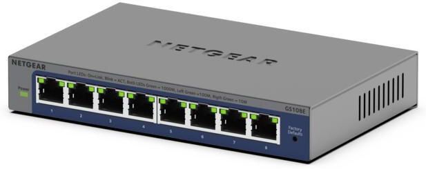 Netgear GS108Ev4 switch (8-port gigabit prosafe plus) Switch Grijs