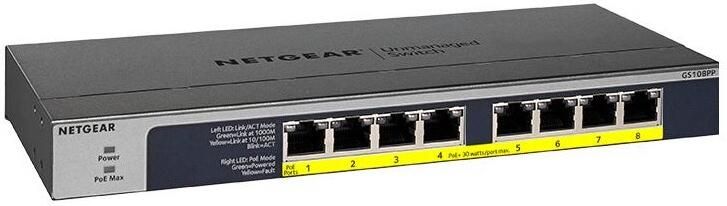 Netgear GS108PP switch (8-Port POE POE+gigabit unmanaged) Switch Zwart
