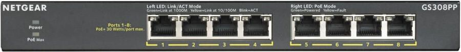 Netgear GS308PP-100EUS Switch Zwart
