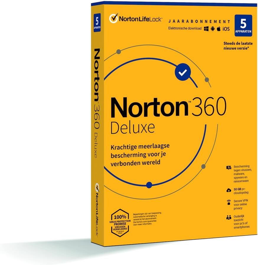 Norton 360 Deluxe (5 apparaten) Digitale licentie Software