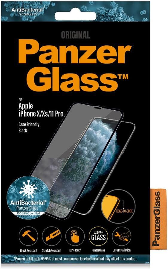 PanzerGlass Apple iPhone X Xs 11 Pro Case Friendly Smartphone screenprotector Zwart
