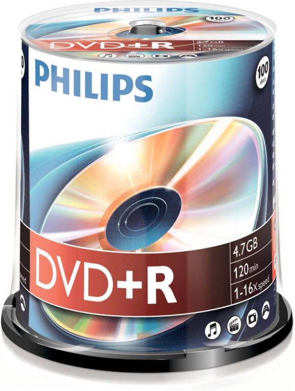 Philips Dvd+R 4 7Gb 16Xspeed Spindle 100 Stuks