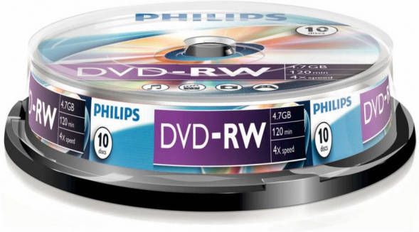 Philips Dvd-Rw 4 7Gb 4Xspeed Spindle 10 Stuks