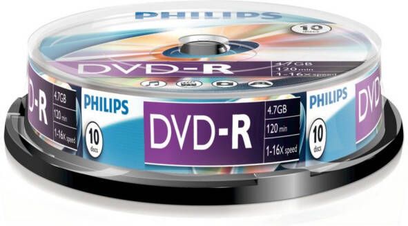 Philips DVD-R 4.7GB 16x 10 stuks (Spindel) 9865330031 DVD Recorder