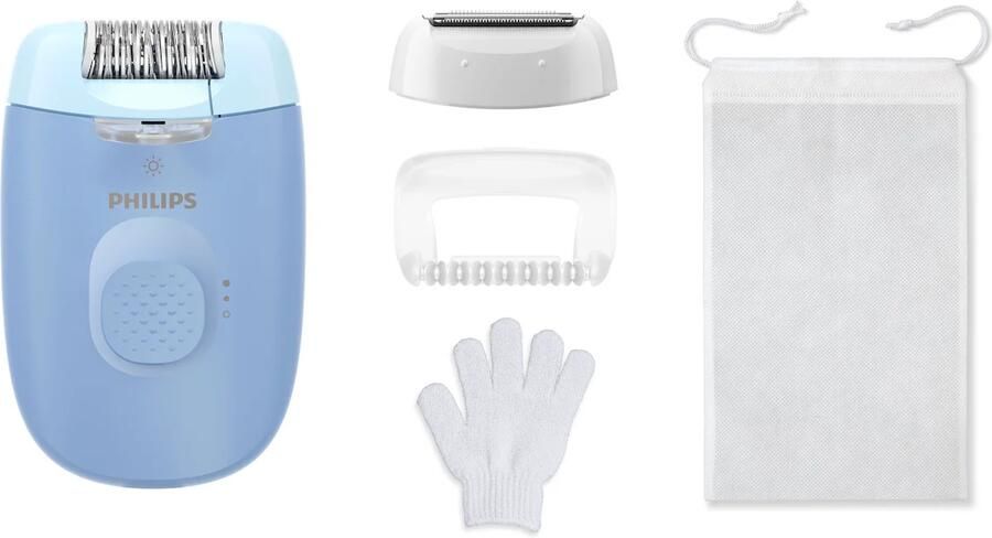 Philips Epilator Series 4000 – Light Blue – Epileren scheren en exfoliëren met 4 accessoires en ledlamp – BRE247 00 - Foto 2