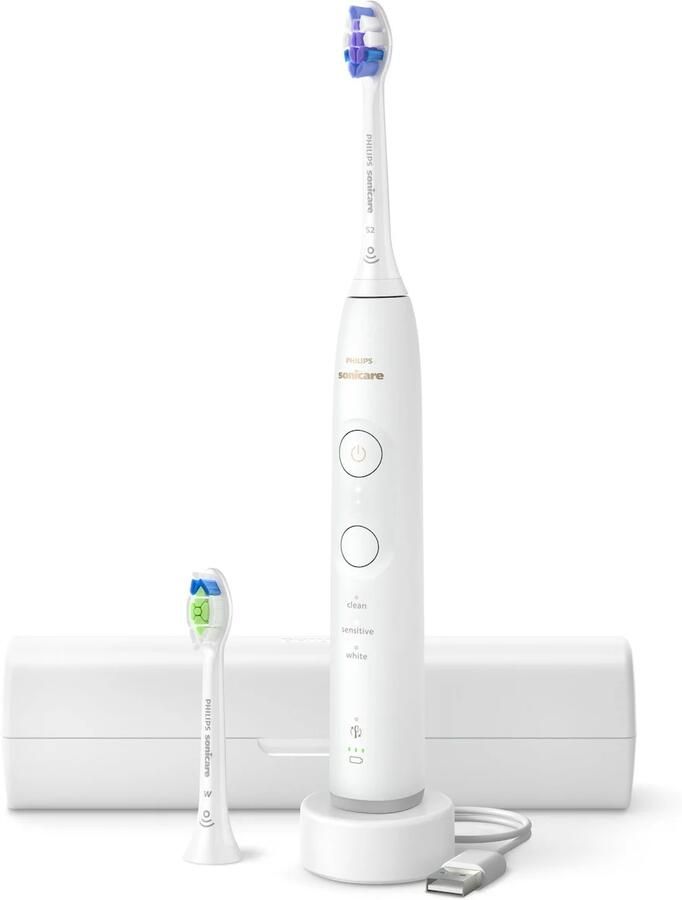 Philips Sonicare 6100 Series Elektrische tandenborstel Wit -Extra Optimal White Opzetborstel – Reisetui Gevoelige tanden- HX7410 02 - Foto 2