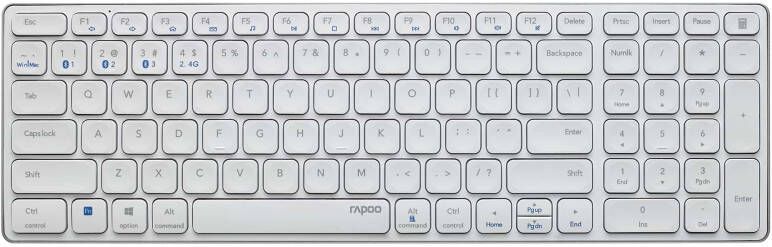 Rapoo 9700M Draadloze multimode Blade Combo Compact Set QWERTY US Toetsenbord Wit