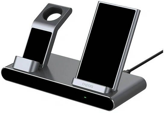 Rapoo Inductielader QI XC600 3 in 1 laadstation Oplader Zilver