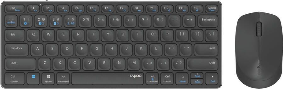 Rapoo 9600M Draadloze multimode Blade Combo Set QWERTY US Toetsenbord Grijs