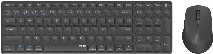 Rapoo 9700M Draadloze multimode Blade Combo Compact Set Toetsenbord Grijs