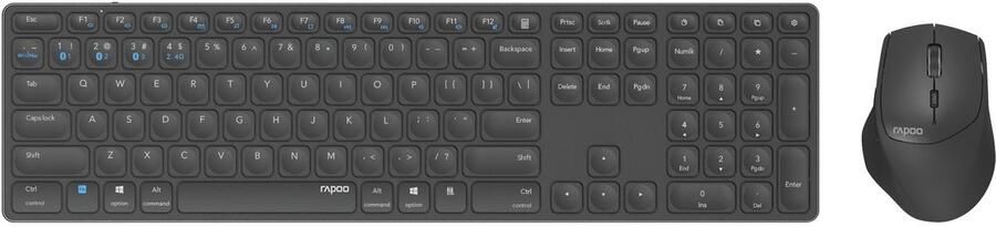 Rapoo 9800M Draadloze multimode Blade Combo Full Size Set Toetsenbord Grijs