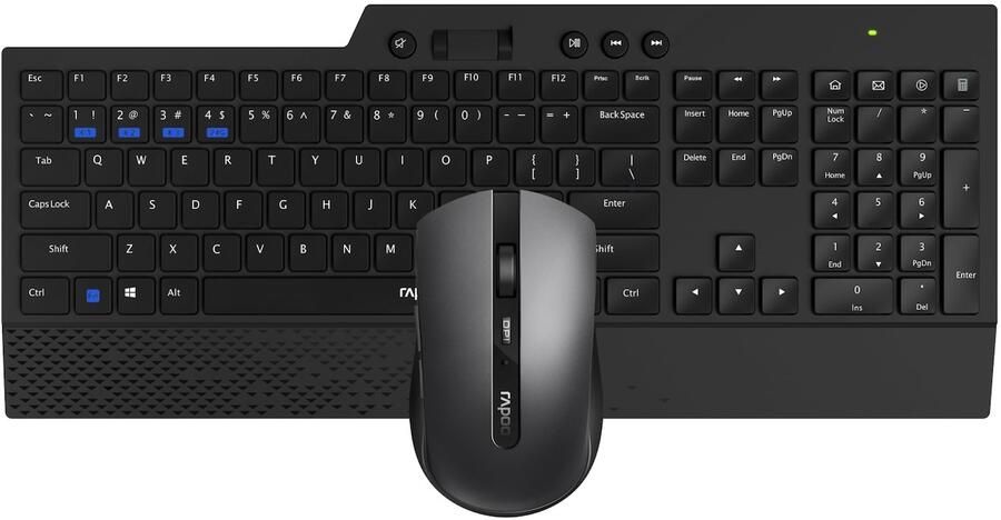 Rapoo Draadloos toetsenbord combo set 8200T Multi-mode QWERTY Toetsenbord Zwart