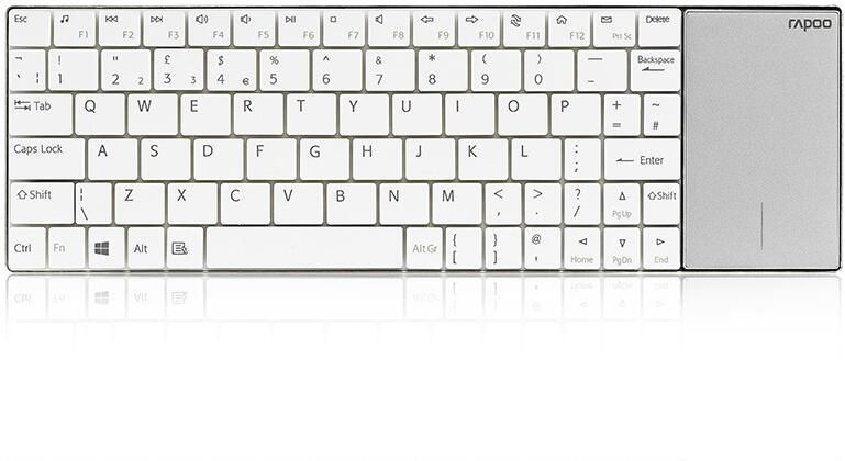 Rapoo E2710 Draadloos multimedia toetsenbord met touchpad Toetsenbord Wit