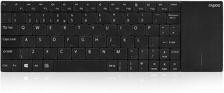 Rapoo E2710 Draadloos multimedia toetsenbord met touchpad Toetsenbord Zwart