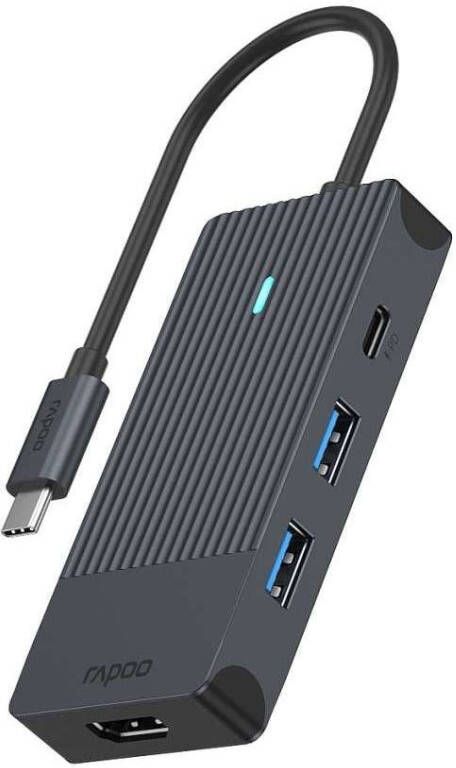 Rapoo UCM-2001 USB-C Adapter 4-in-1 USB Hub Zwart