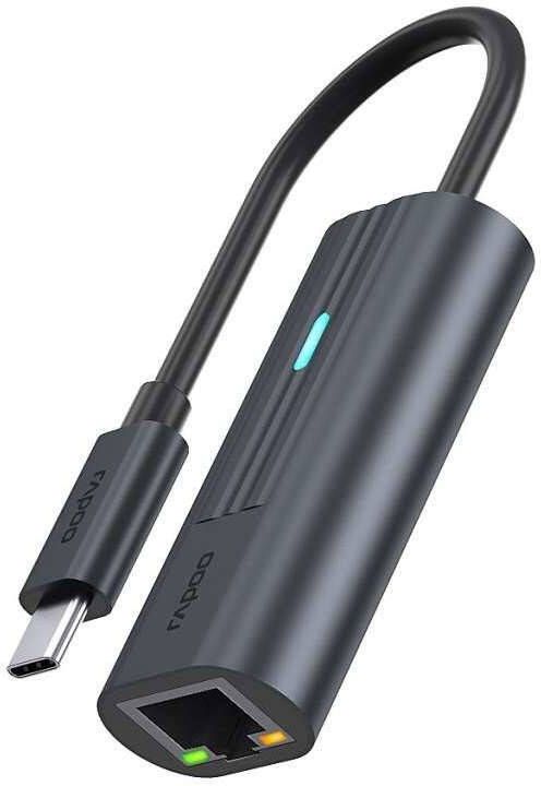 Rapoo USB-C Adapter USB-C naar Gigabit LAN grijs Desktop accessoire Zwart