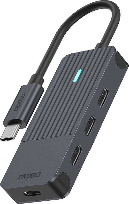Rapoo USB-C Hub USB-C naar USB-C grijs USB Hub Zwart